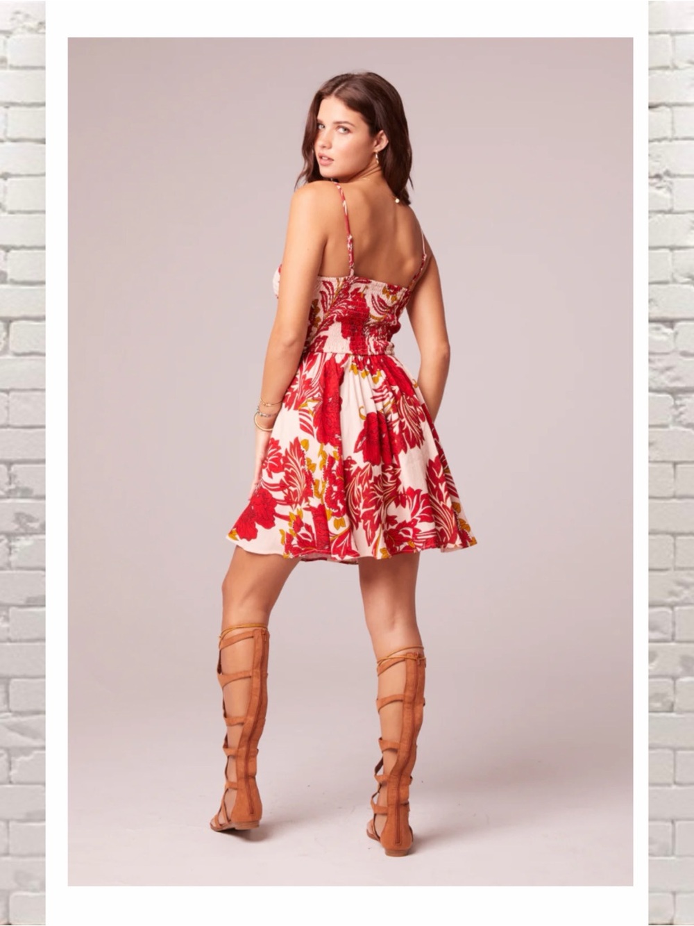 B.O.G Collective DANCING QUEEN RED FLORAL BRA CUP MINI DRESS - Picture 3 of 3